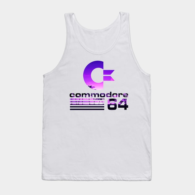 Commodore 64 Sunset Vaporwave Logo Tank Top by gregG97